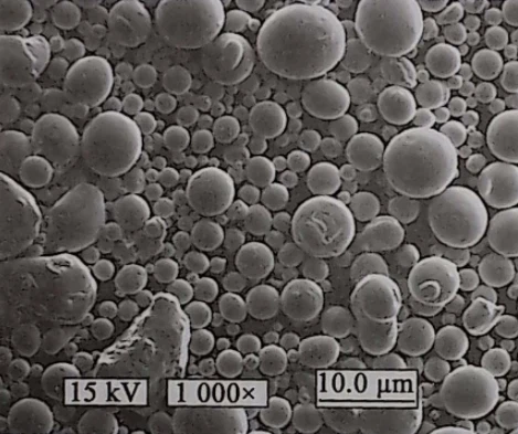 Figure 3.4 SEM image of typical gas-atomized stainless steel powder Figure 3.4 SEM image of typical gas-atomized stainless steel powder