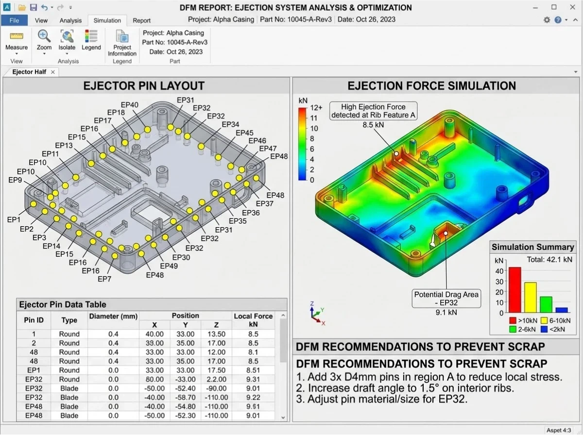 Ejector Pin Marks Prevention in Plastic Injection Molding